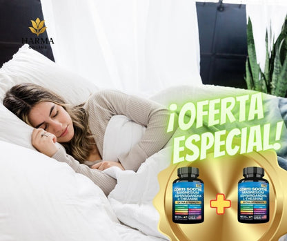 🌙 Suplemento Antiestrés Cortisol - Magnesio Glicinato + L-Teanina + Ashwagandha                                     (60 Cápsulas)