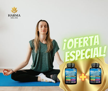 🌙 Suplemento Antiestrés Cortisol - Magnesio Glicinato + L-Teanina + Ashwagandha                                     (60 Cápsulas)