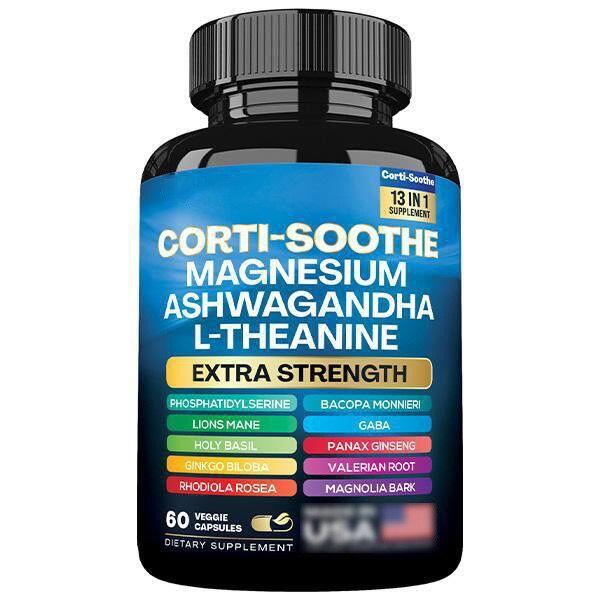 🌙 Suplemento Antiestrés Cortisol - Magnesio Glicinato + L-Teanina + Ashwagandha                                     (60 Cápsulas)